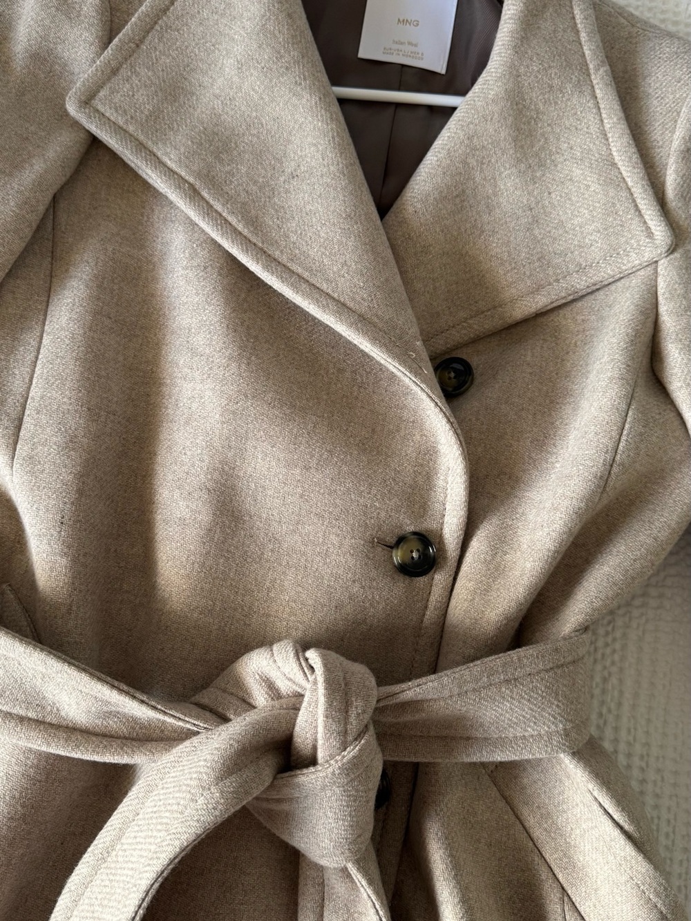 Mango Beige Tie-Waist Trench Coat - Picture 3 of 4